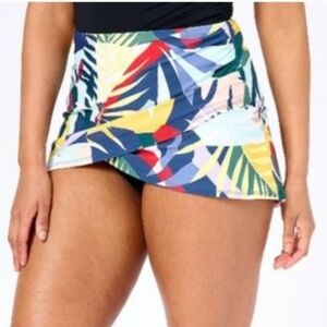 Nwt Jantzen Tropical Utopia Faux Wrap Swim Cover-Up Skirt Overskirt UPF 50+